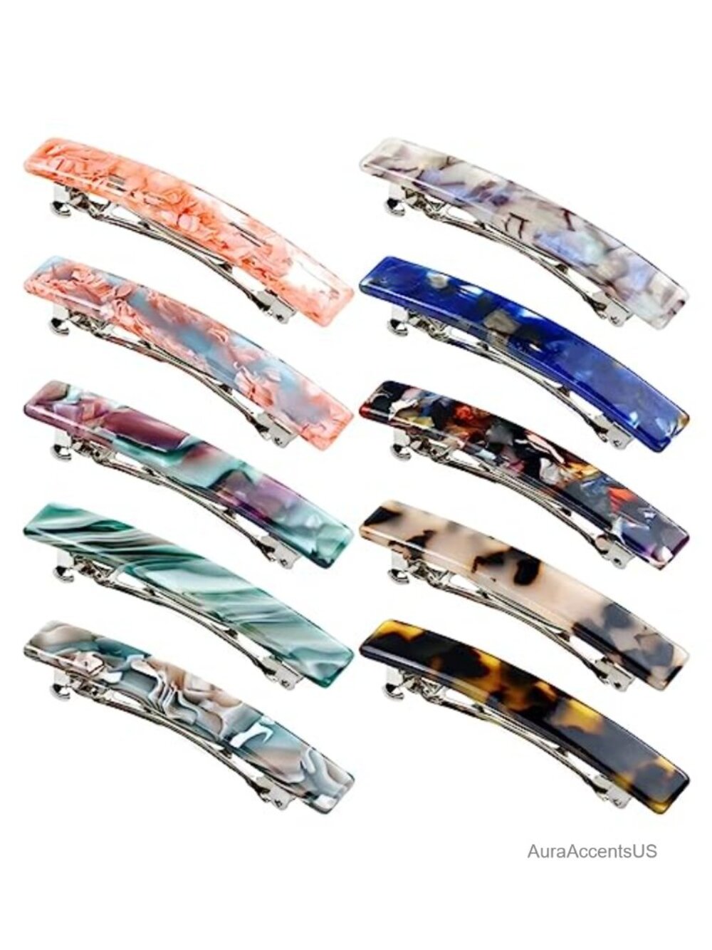 French Acetate Hair Barrettes Spring Clips 3 Inch for Women